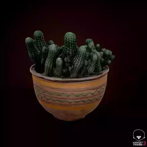 Scanned 3D cactus plant in pot