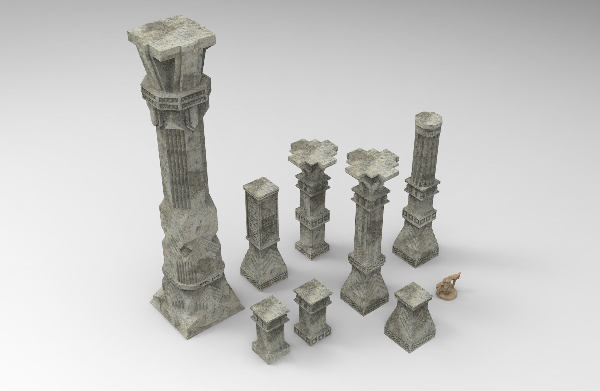 3D printable pillar and assorted bases for dwarf mine 3D model 3D ...