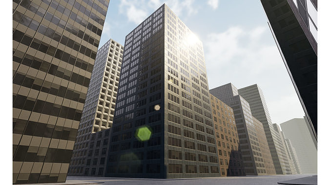 Backgorund Buildings Low-poly 3D model