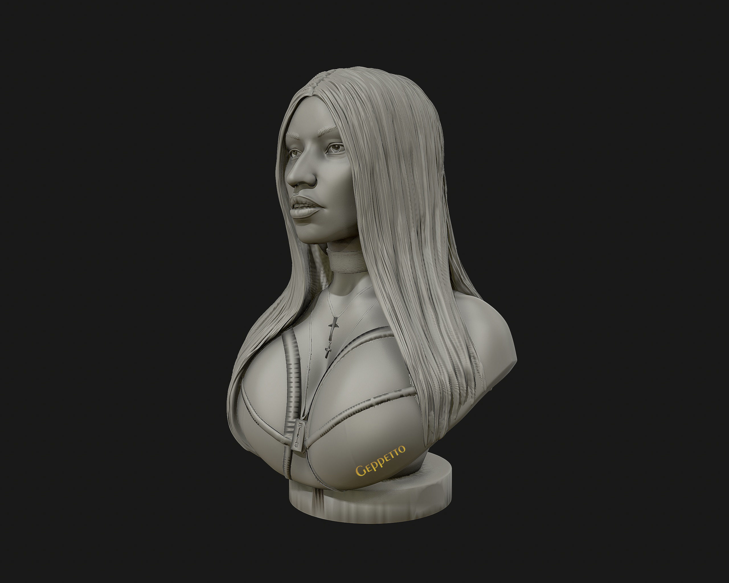 3D sculpture of Nicki Minaj ready to 3D print 3D print model_13
