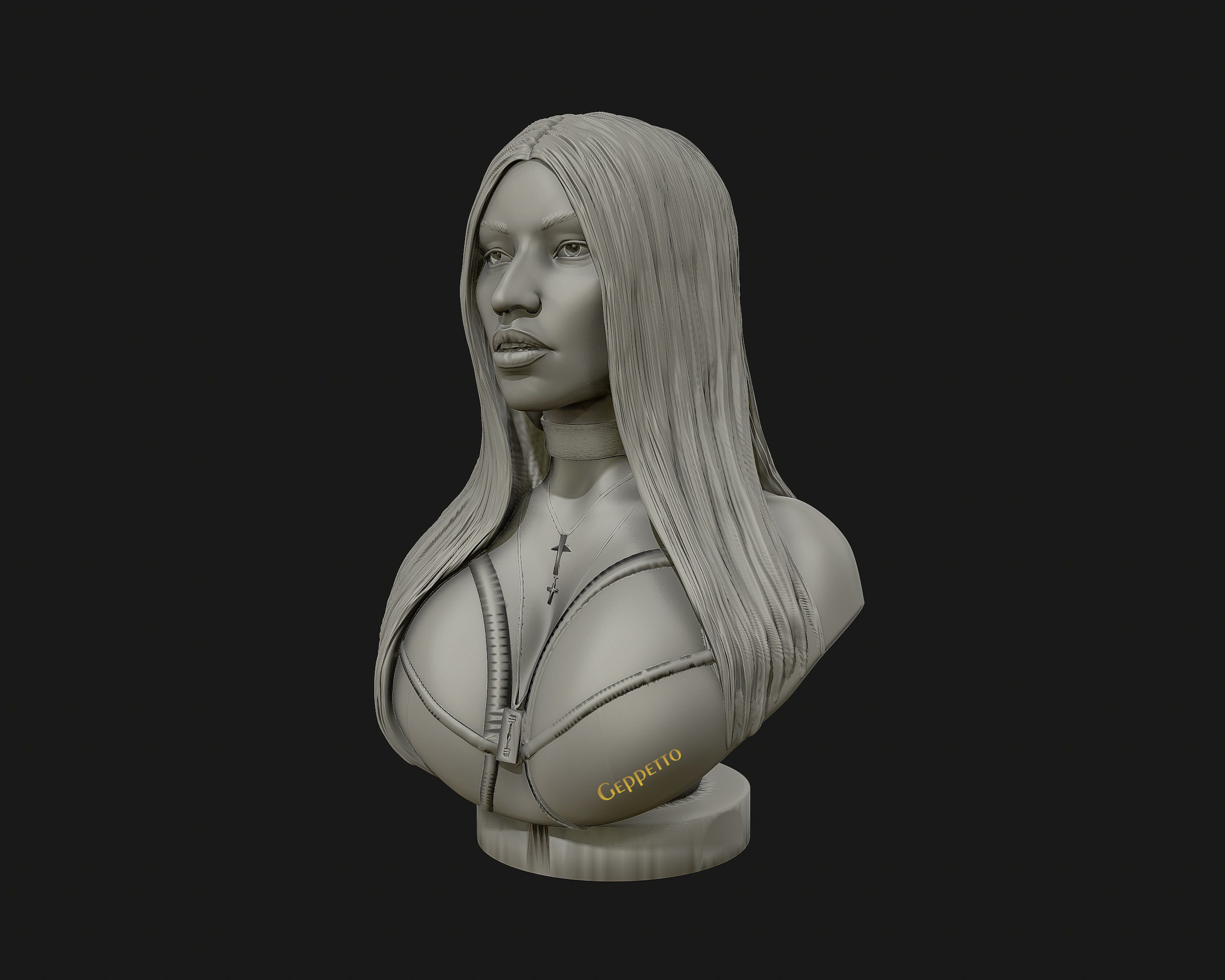 3D sculpture of Nicki Minaj ready to 3D print 3D print model_11