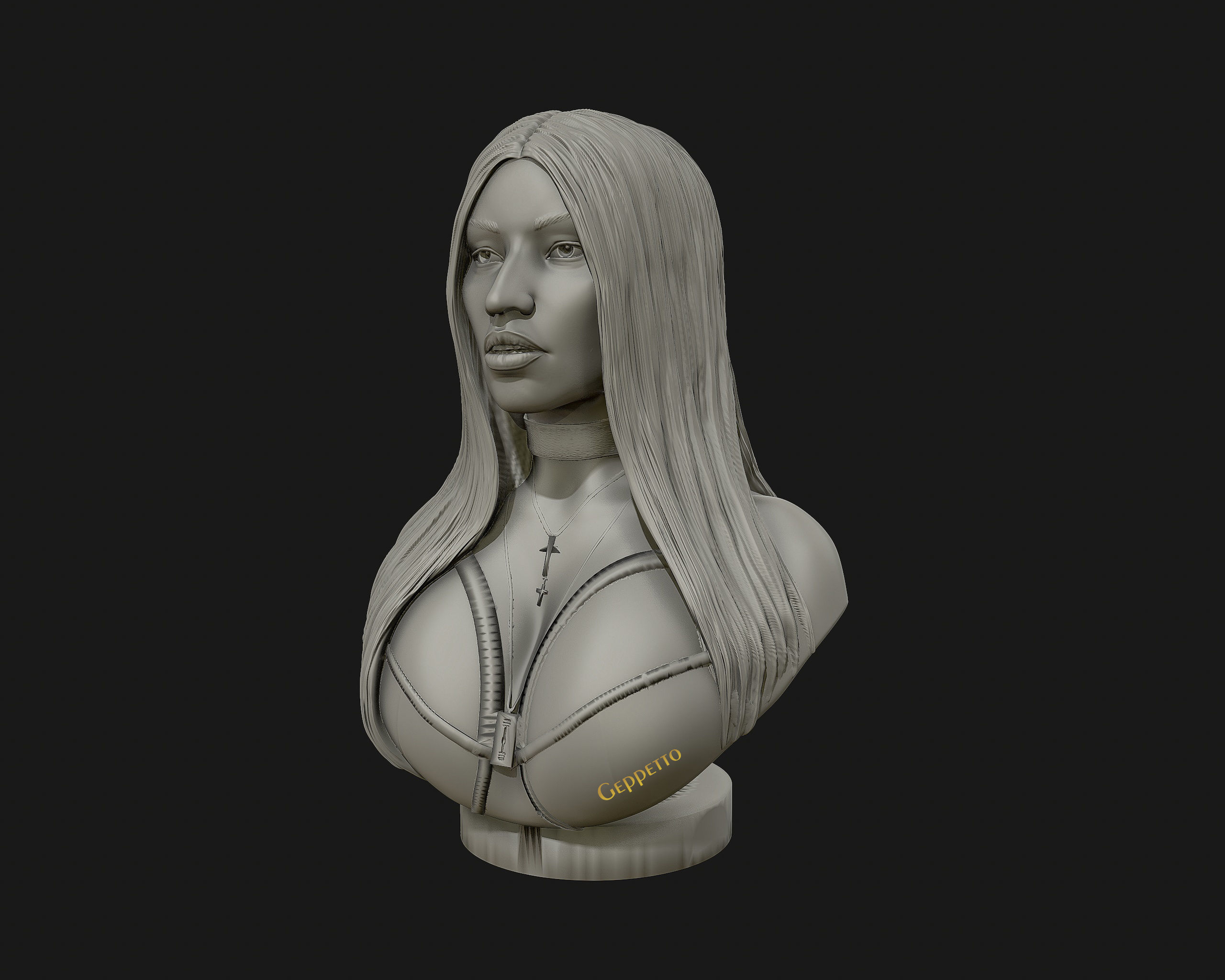 3D sculpture of Nicki Minaj ready to 3D print 3D print model_10