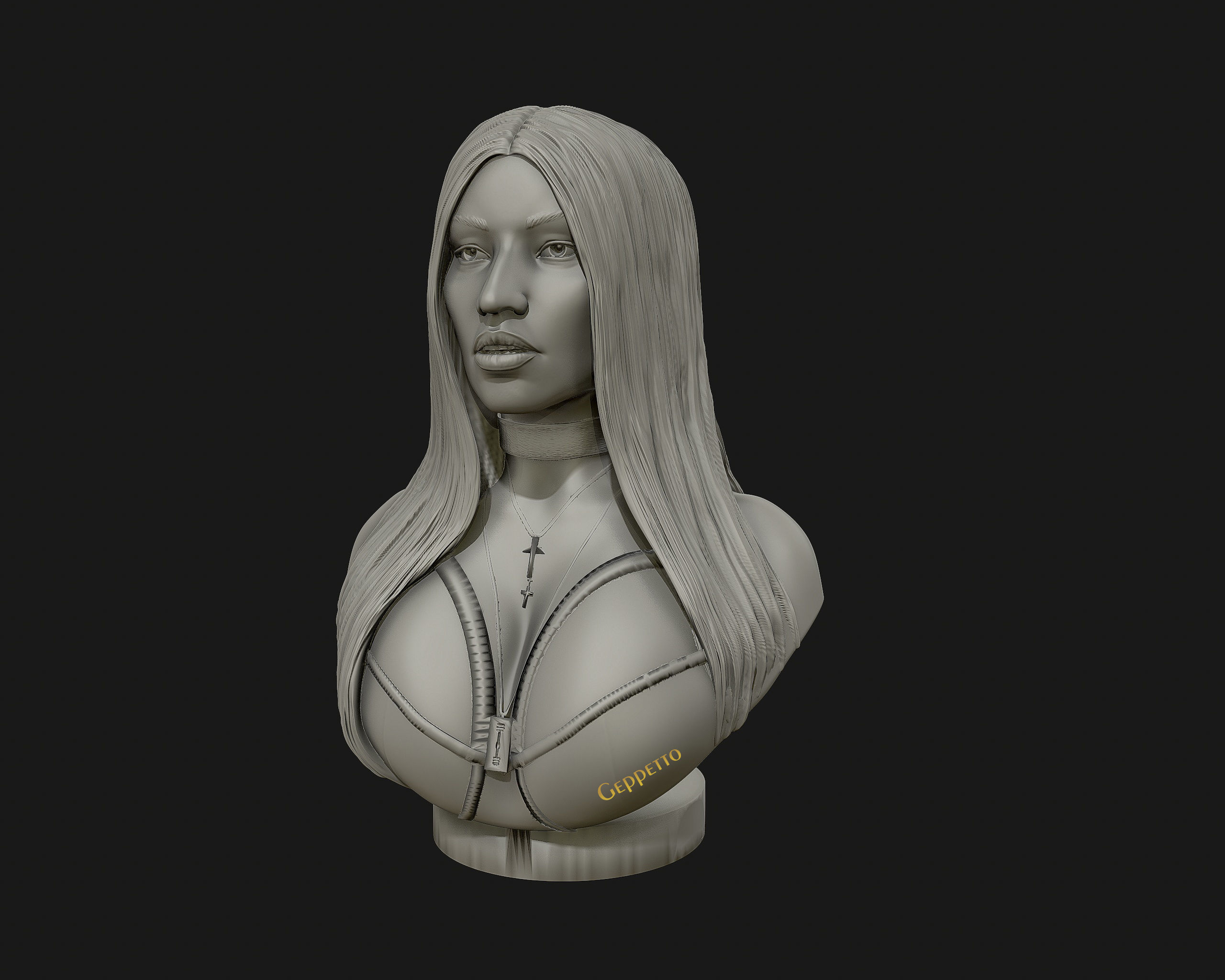 3D sculpture of Nicki Minaj ready to 3D print 3D print model_9