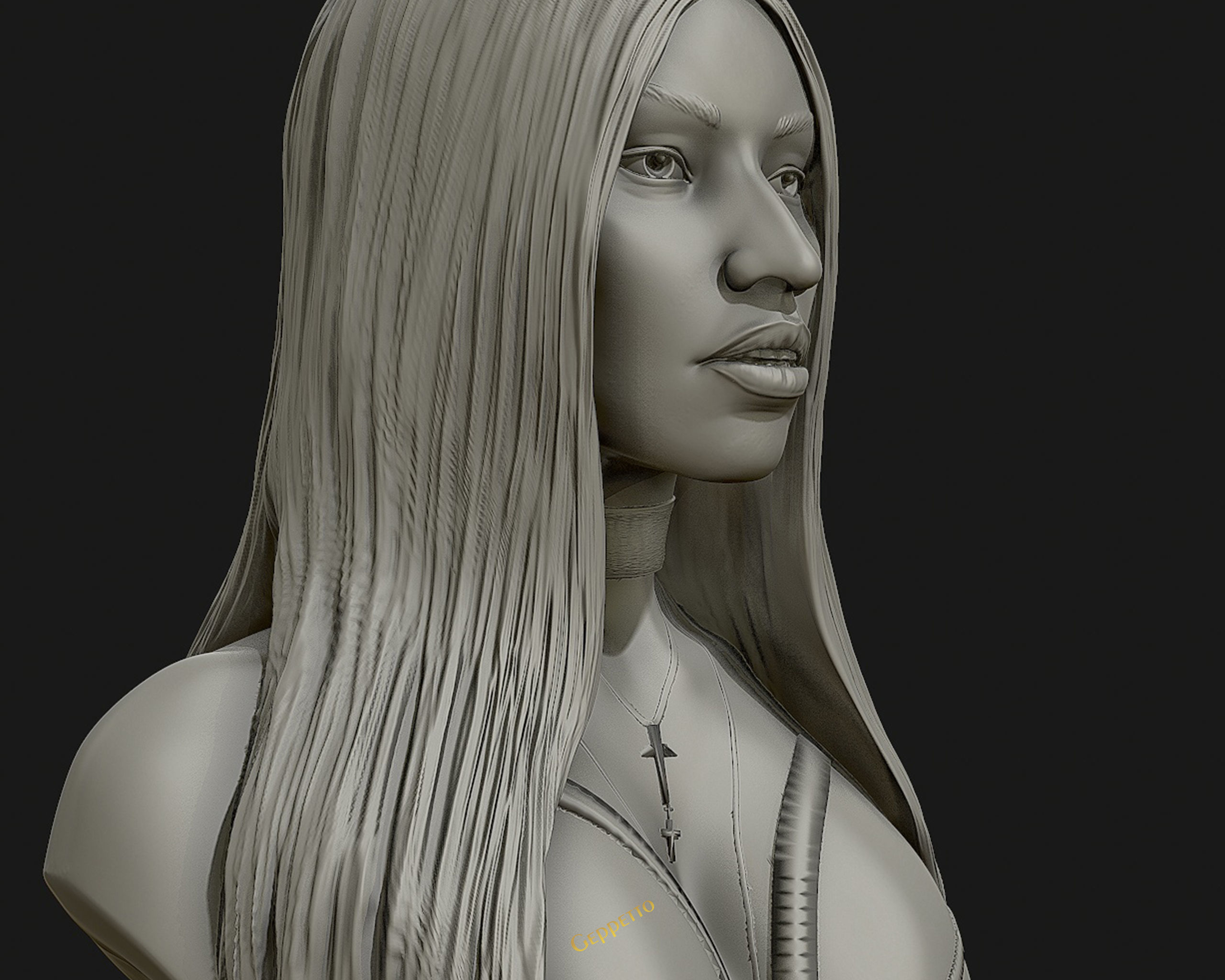 3D sculpture of Nicki Minaj ready to 3D print 3D print model_5