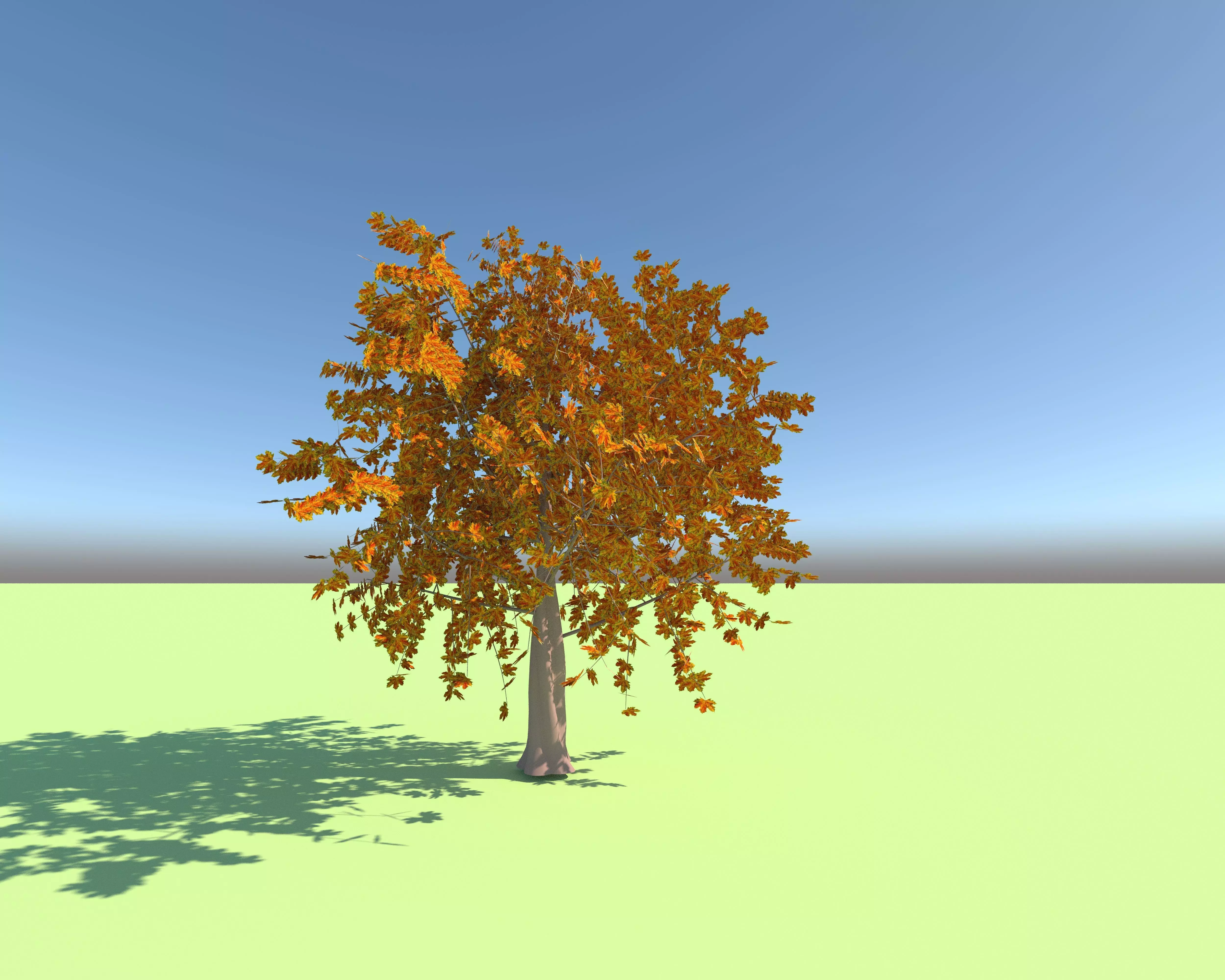 3d tree model with orange leaves on field 3D model_0