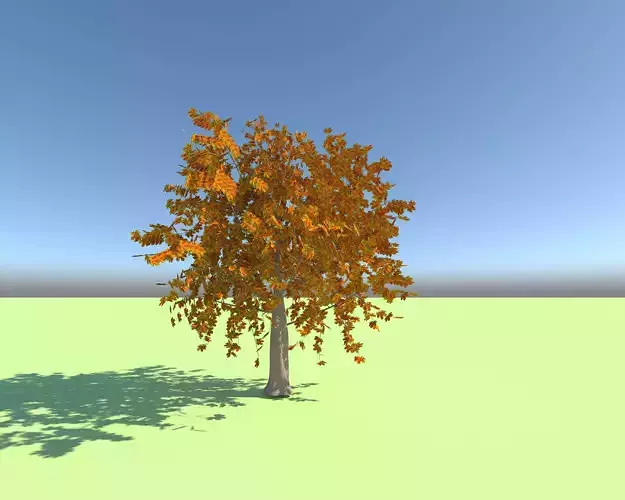 3d tree model with orange leaves on field 3D model