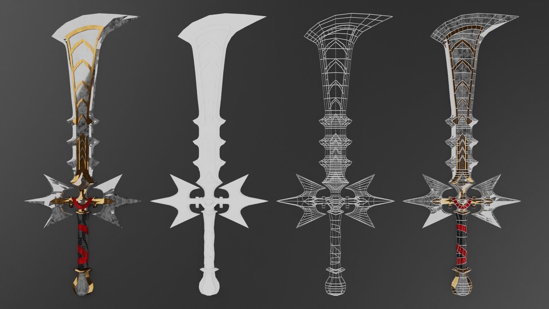 Fantasy Sword Low-poly 3D model_2