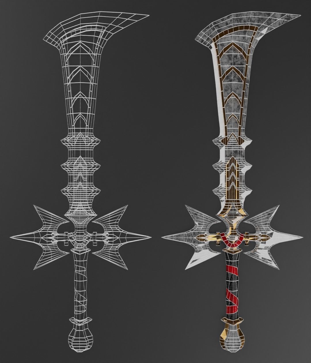 Fantasy Sword Low-poly 3D model_3