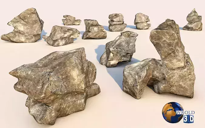 Realistic Rock Collection Pack Lowpoly 3D