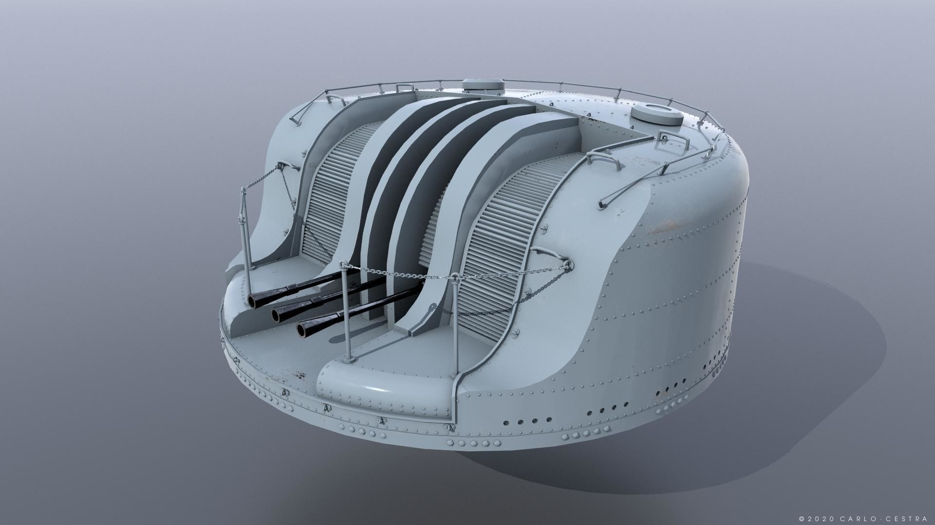 Japanese Type 96 AA gun - 1941 Low-poly 3D model_1