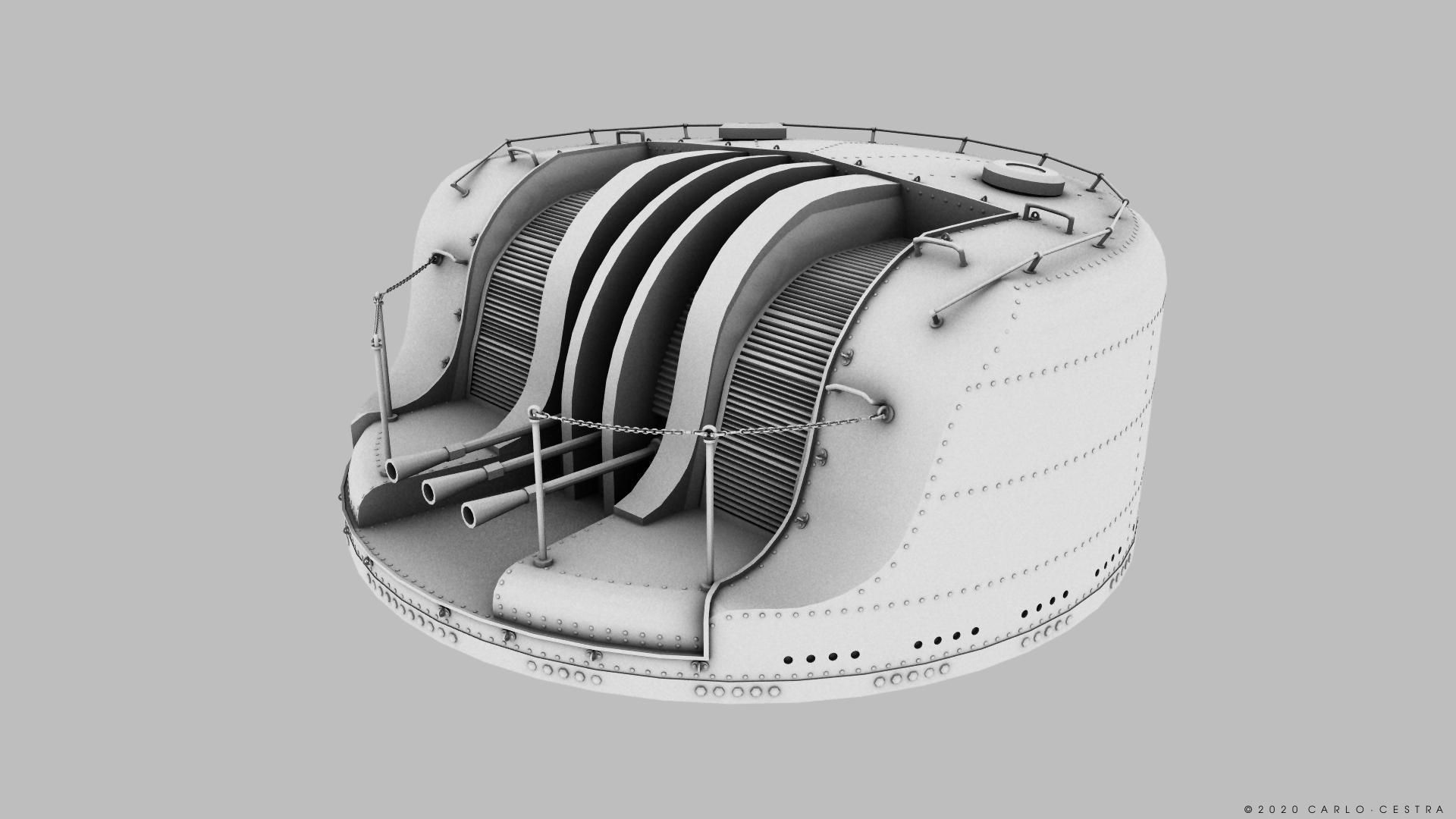 Japanese Type 96 AA gun - 1941 Low-poly 3D model_23