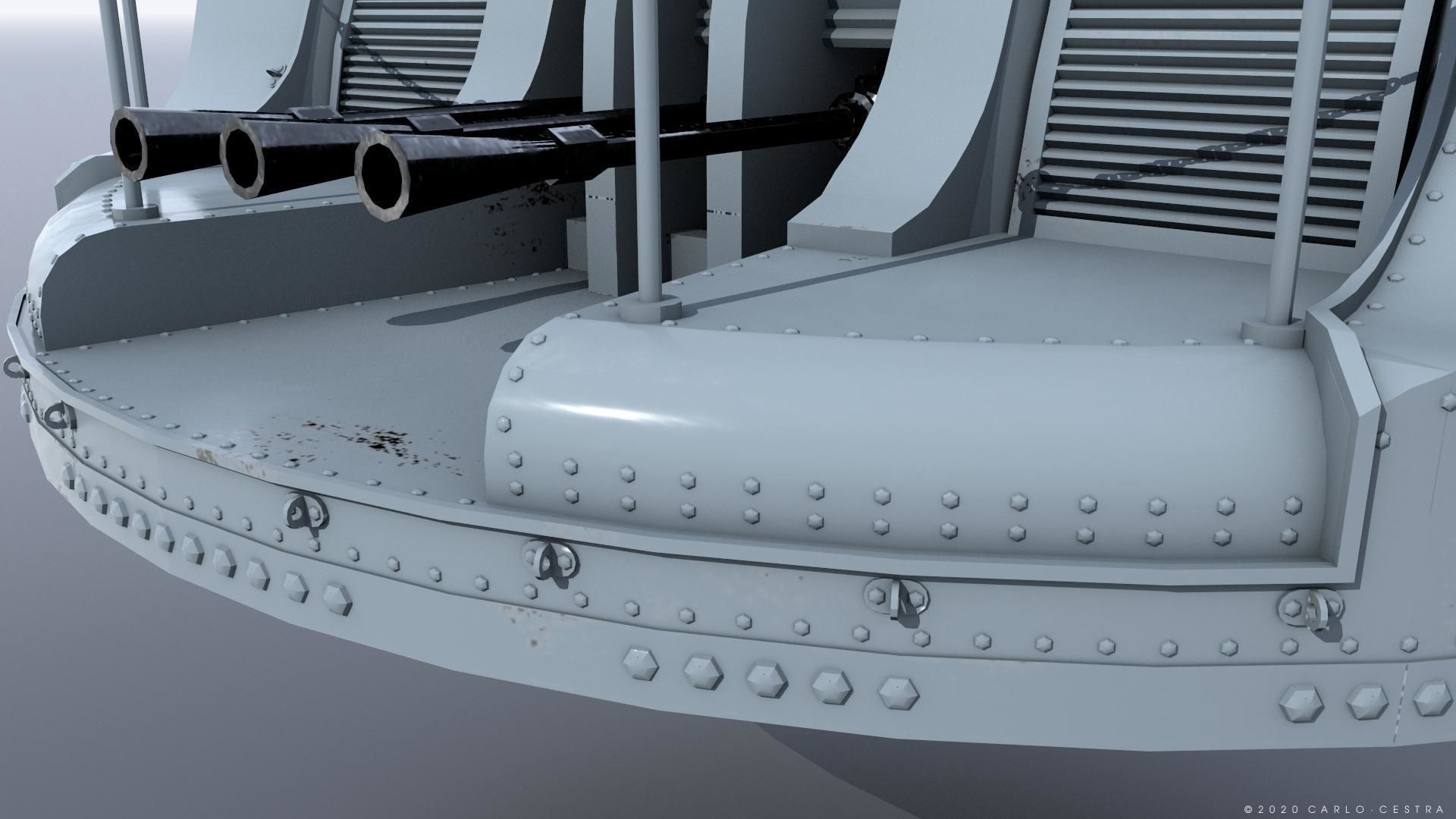 Japanese Type 96 AA gun - 1941 Low-poly 3D model_8