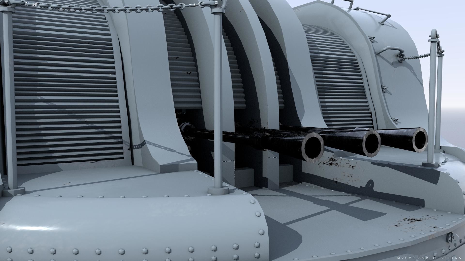 Japanese Type 96 AA gun - 1941 Low-poly 3D model_6