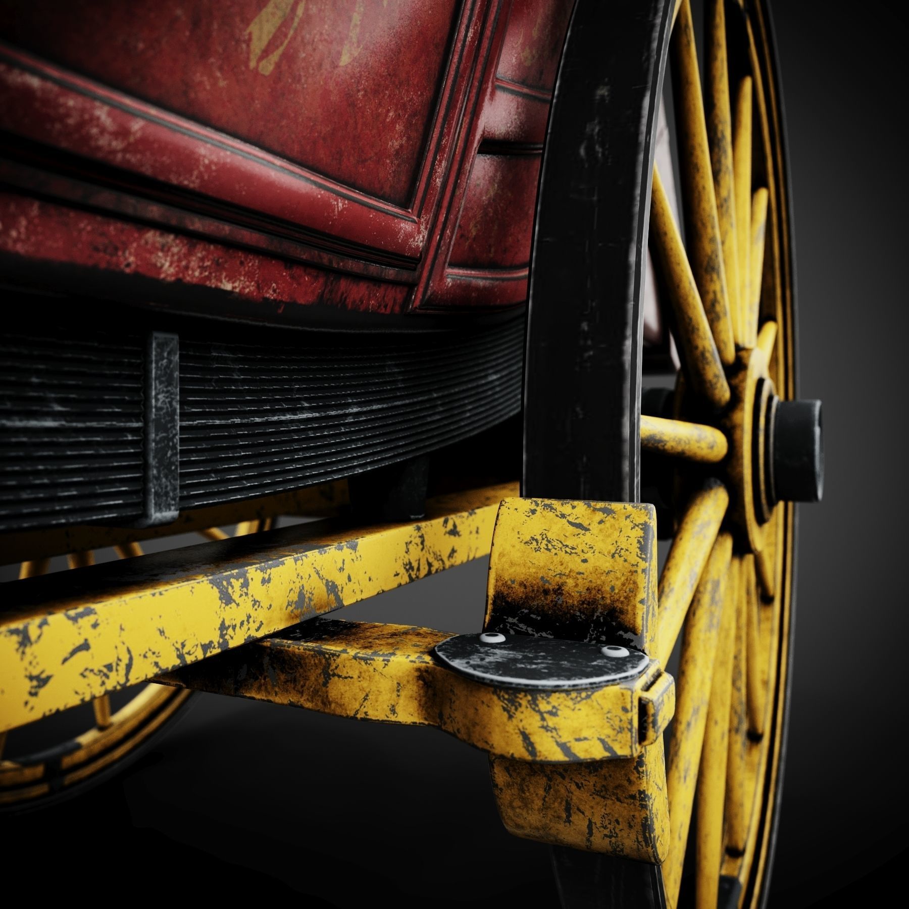 Stagecoach horse drawn wagon 3D model_6
