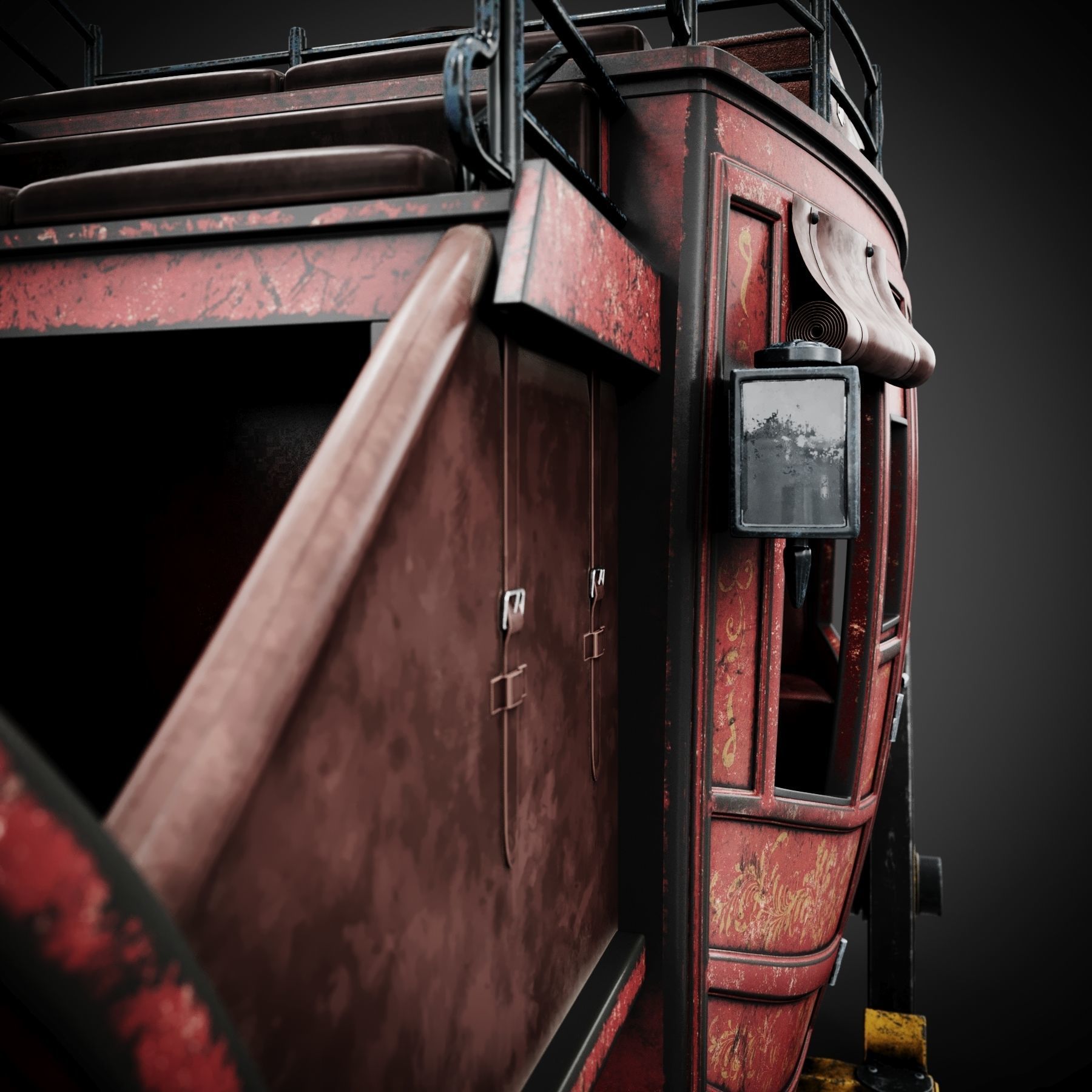 Stagecoach horse drawn wagon 3D model_9