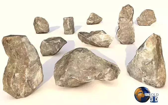 Lowpoly Realistic Rock Collection Pack Lowpoly 3D