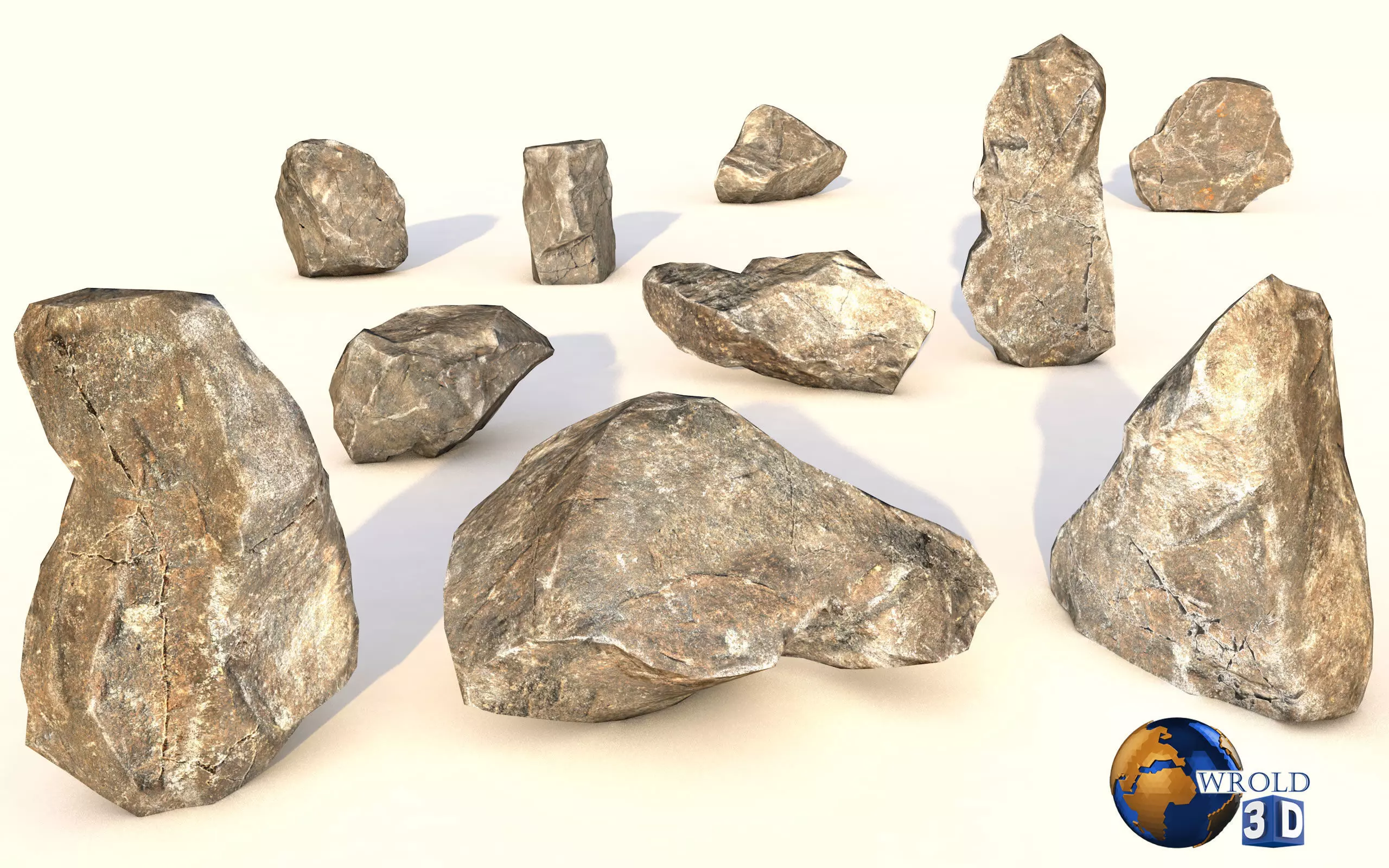 Lowpoly Realistic Rock Collection Pack Lowpoly 3D Low-poly 3D model_0