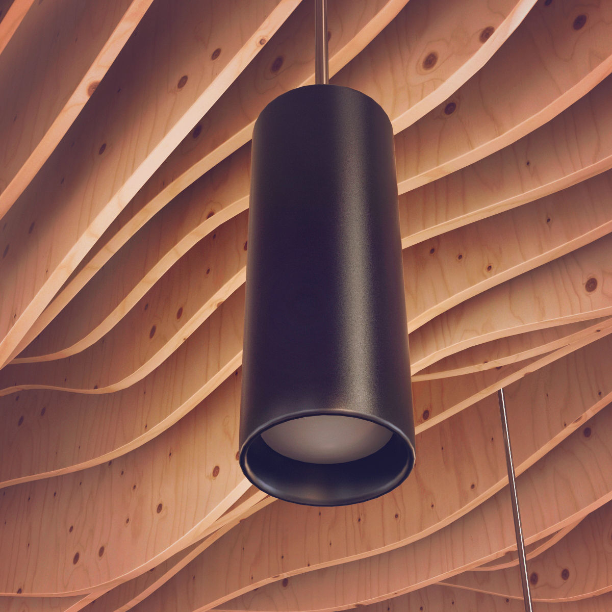 Parametric wood Hall ceiling Light 3D model_2