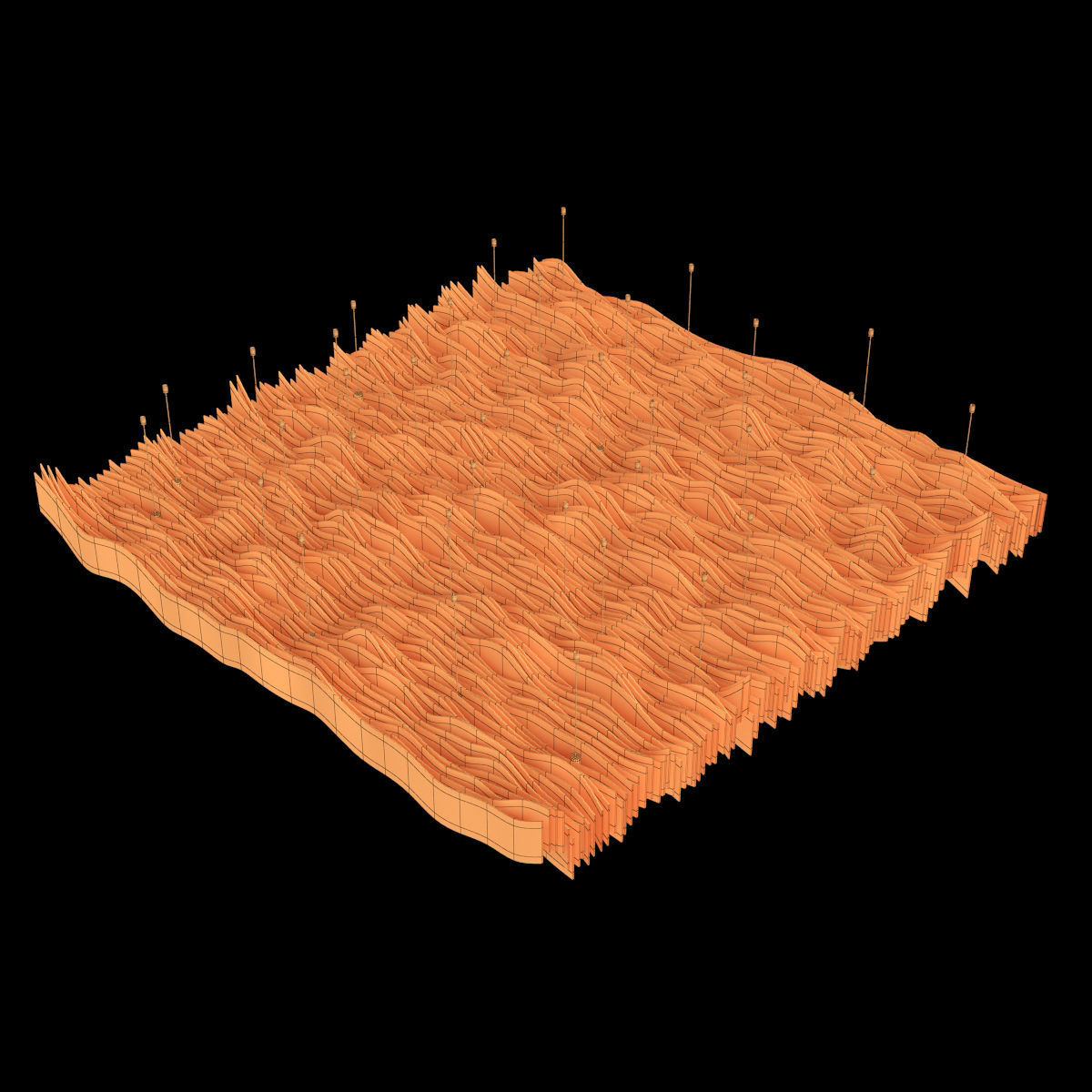 Parametric wood Hall ceiling Light 3D model_8