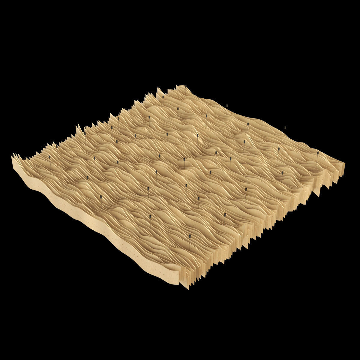 Parametric wood Hall ceiling Light 3D model_6