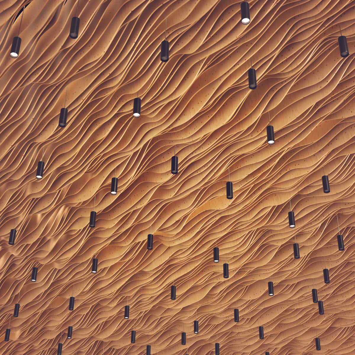 Parametric wood Hall ceiling Light 3D model_5