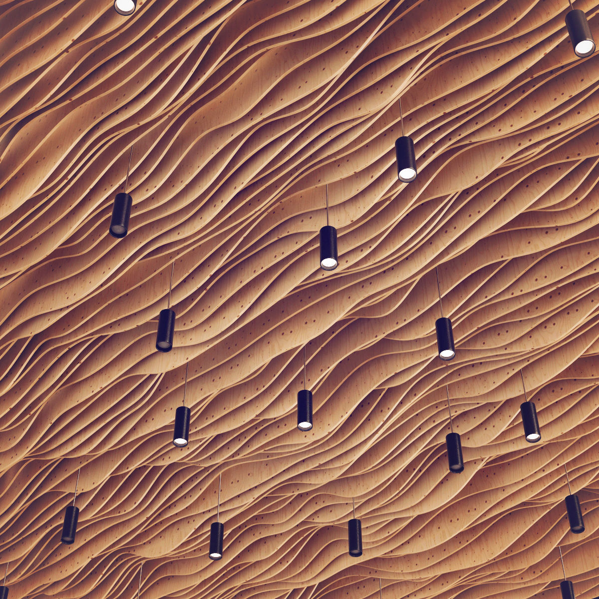 Parametric wood Hall ceiling Light 3D model_3