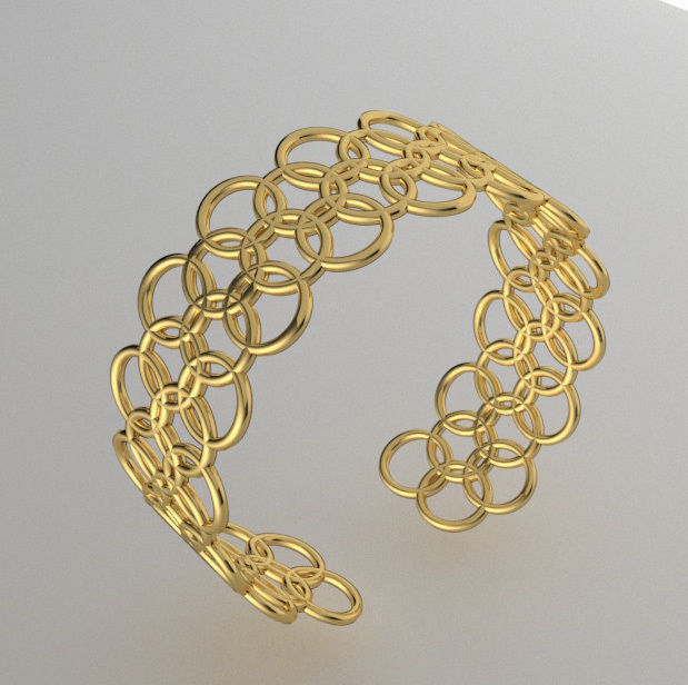 gold bracelet  3D model_2