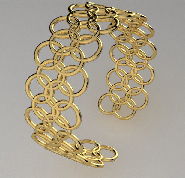 gold bracelet  3D model_4