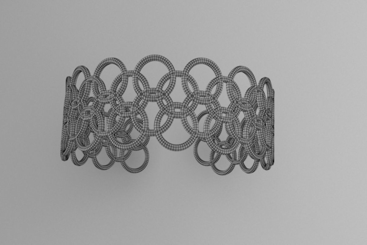 gold bracelet  3D model_6