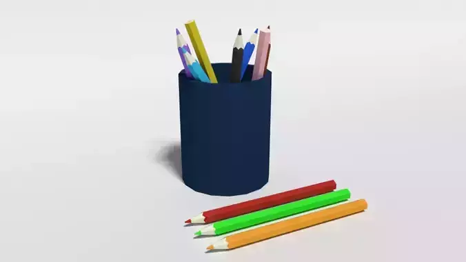Low Poly Cartoon Colored Pencils