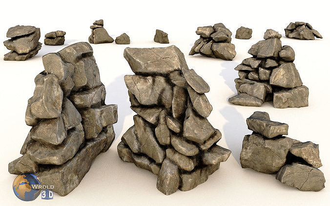 Realistic Rocks And Cliffs Lowpoly Collection Pack 3D Model Low-poly 3D model