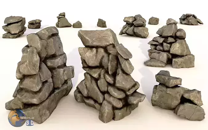 Realistic Rocks And Cliffs Lowpoly Collection Pack 3D Model