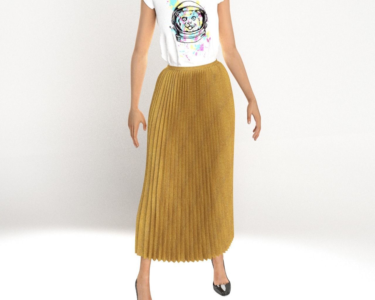 Stylish Designer Women Accordian Skirt 3D model  3D model_6