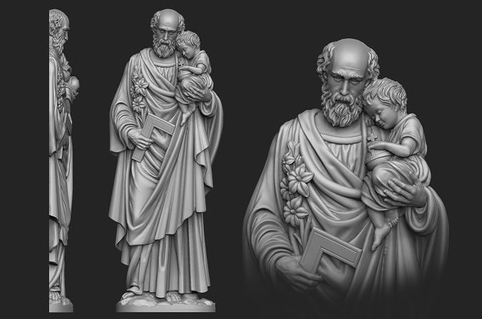 Saint Joseph Bas-Relief 3D print model