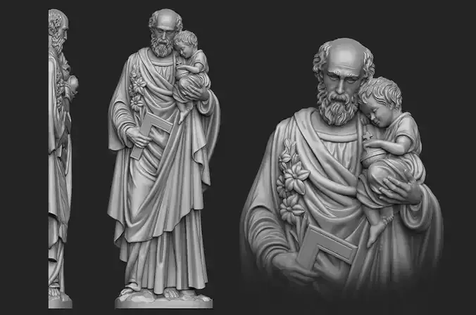 Saint Joseph Bas-Relief 3D print model