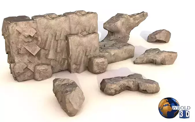 Rocks And Cliffs Lowpoly 3D Model