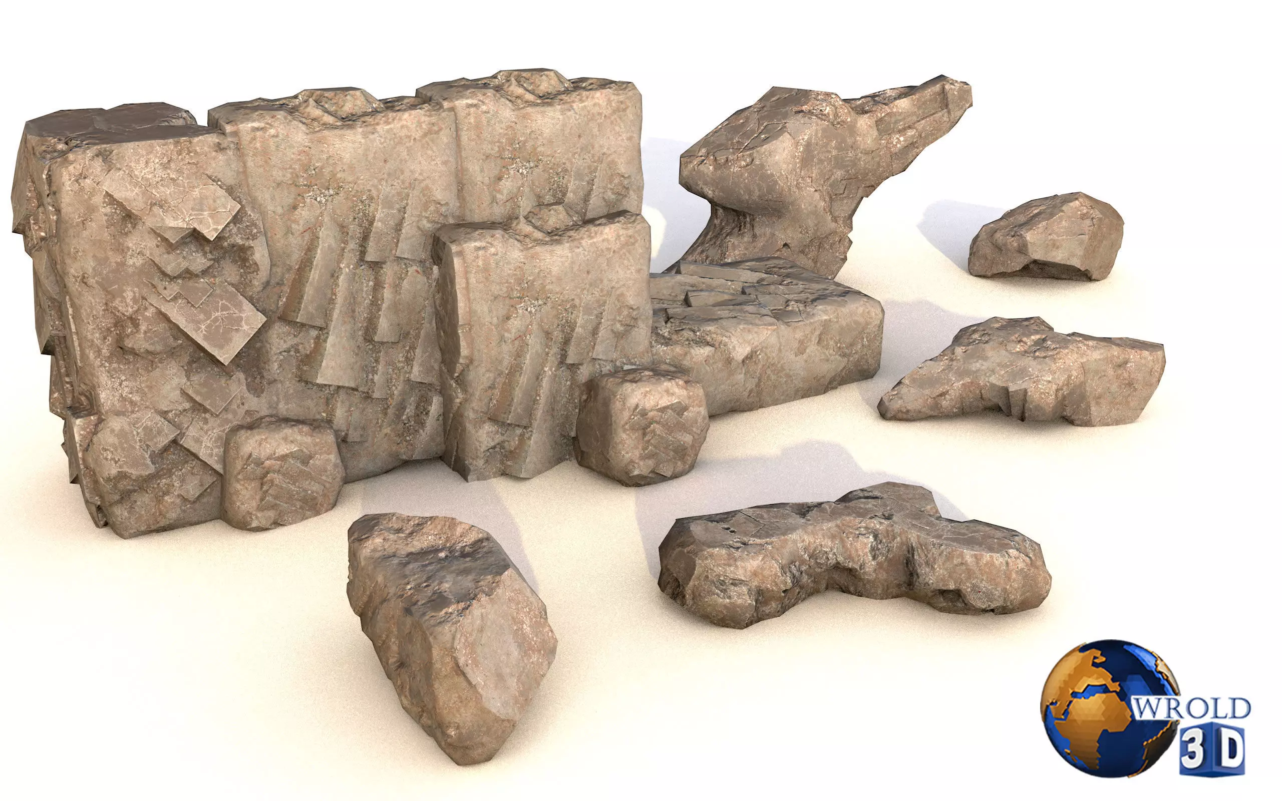 Rocks And Cliffs Lowpoly 3D Model Low-poly 3D model_0