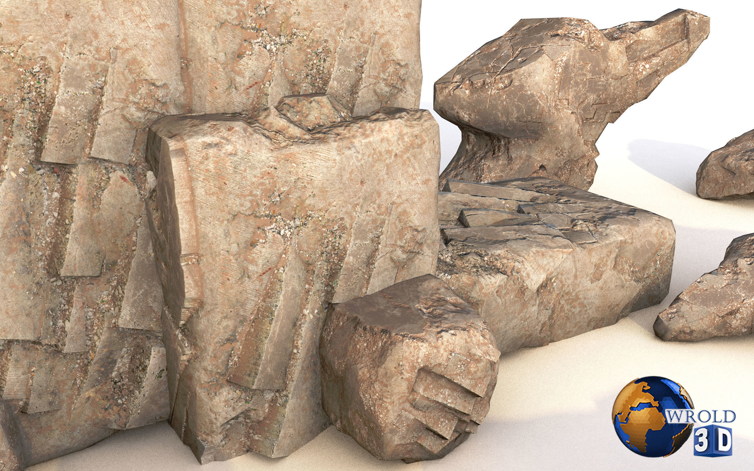 Rocks And Cliffs Lowpoly 3D Model Low-poly 3D model_1