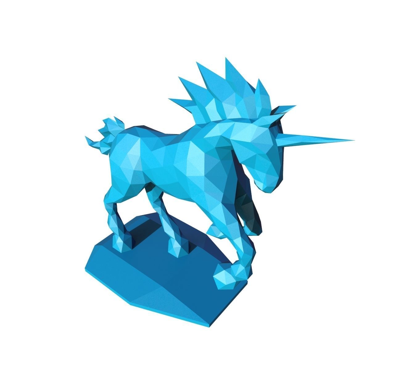 unicorn low poly pepakura 3D print model_12