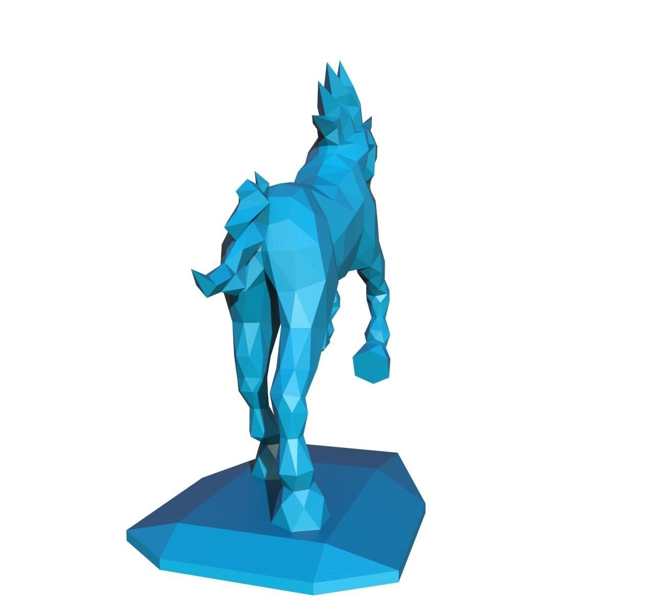 unicorn low poly pepakura 3D print model_3