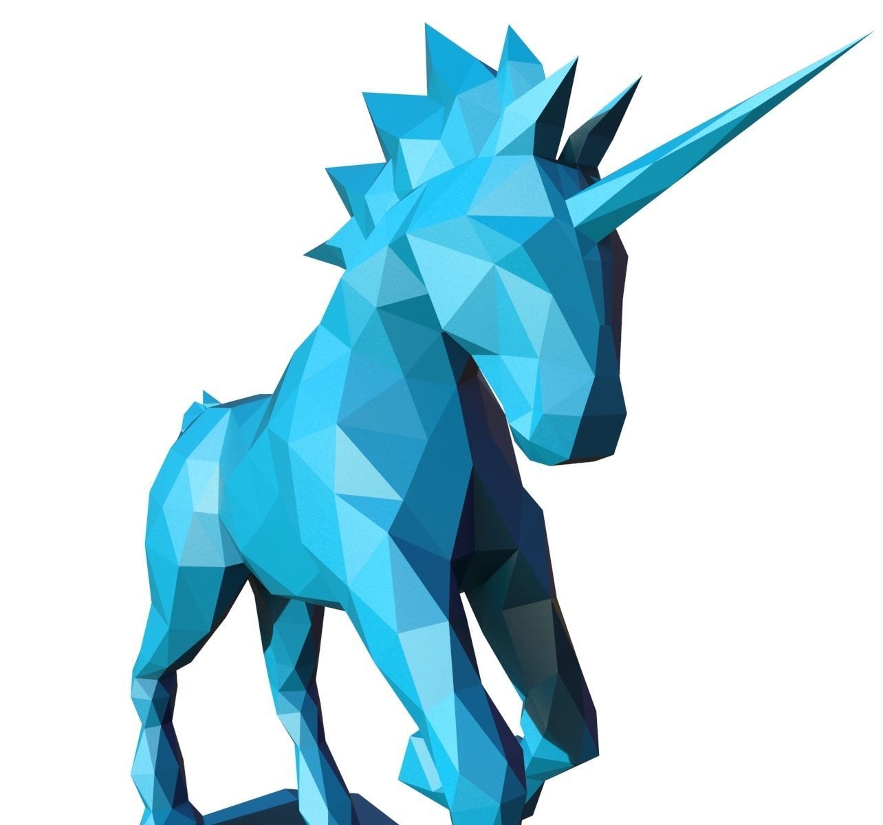 unicorn low poly pepakura 3D print model_8
