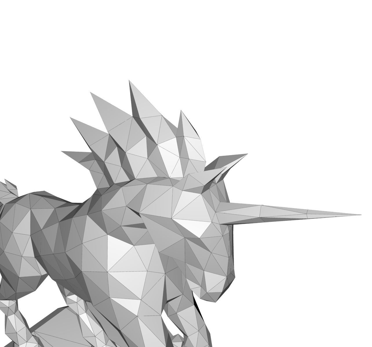 unicorn low poly pepakura 3D print model_17