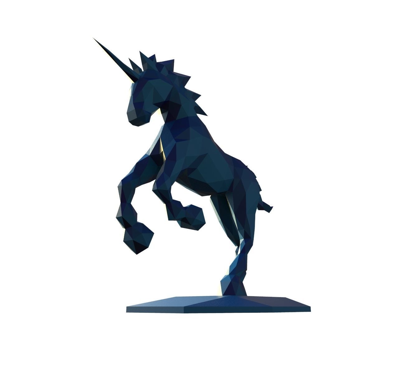 unicorn low poly pepakura 3D print model_14