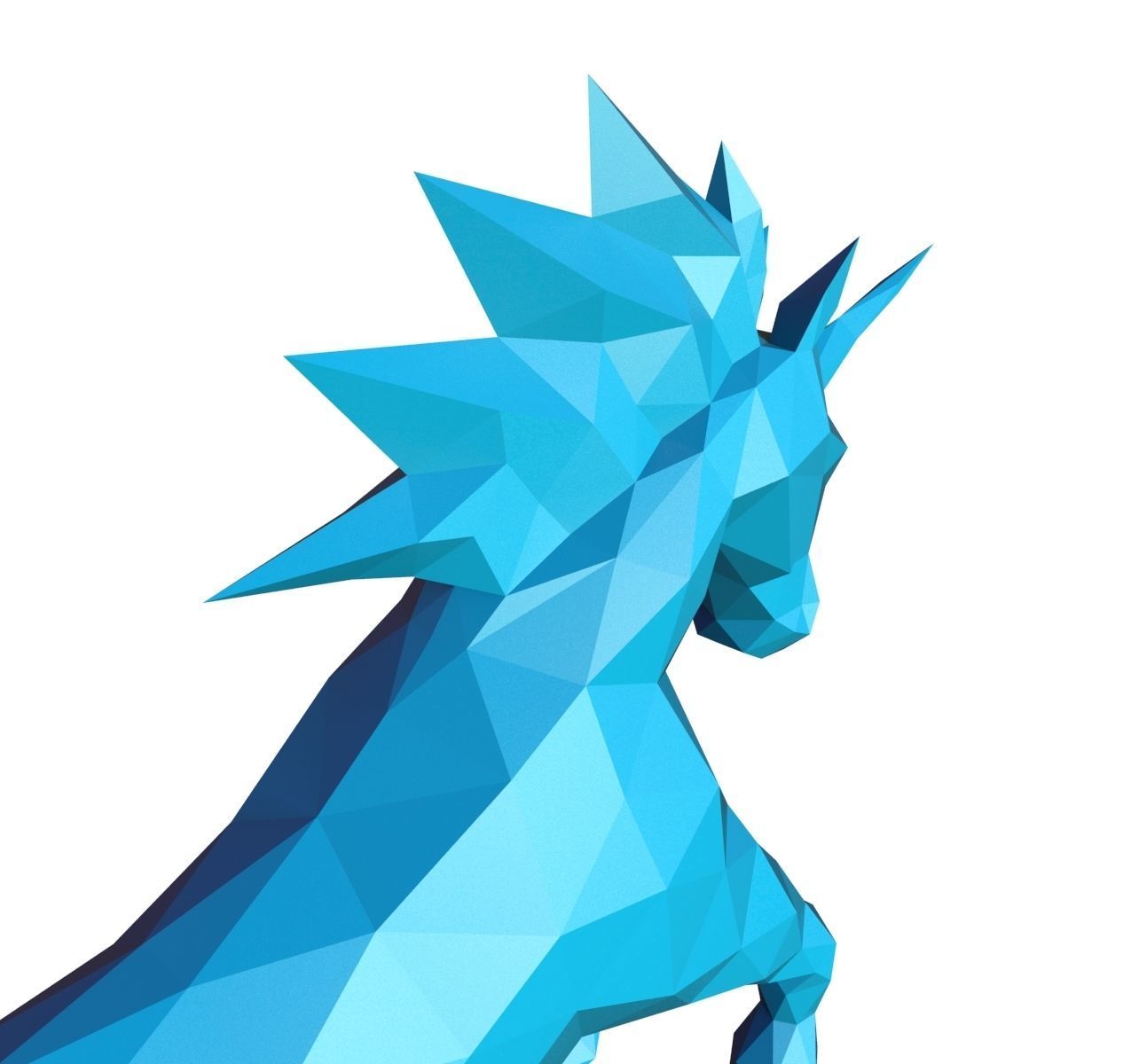 unicorn low poly pepakura 3D print model_9