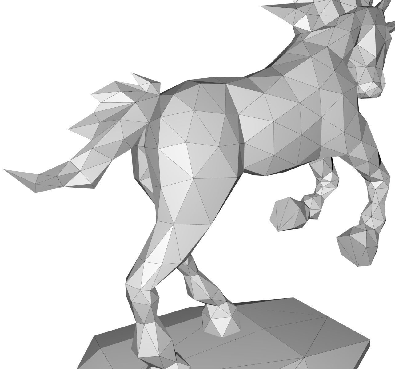 unicorn low poly pepakura 3D print model_18