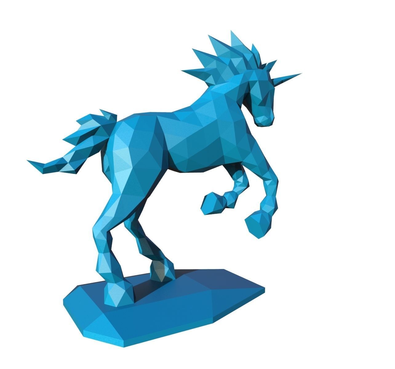unicorn low poly pepakura 3D print model_2