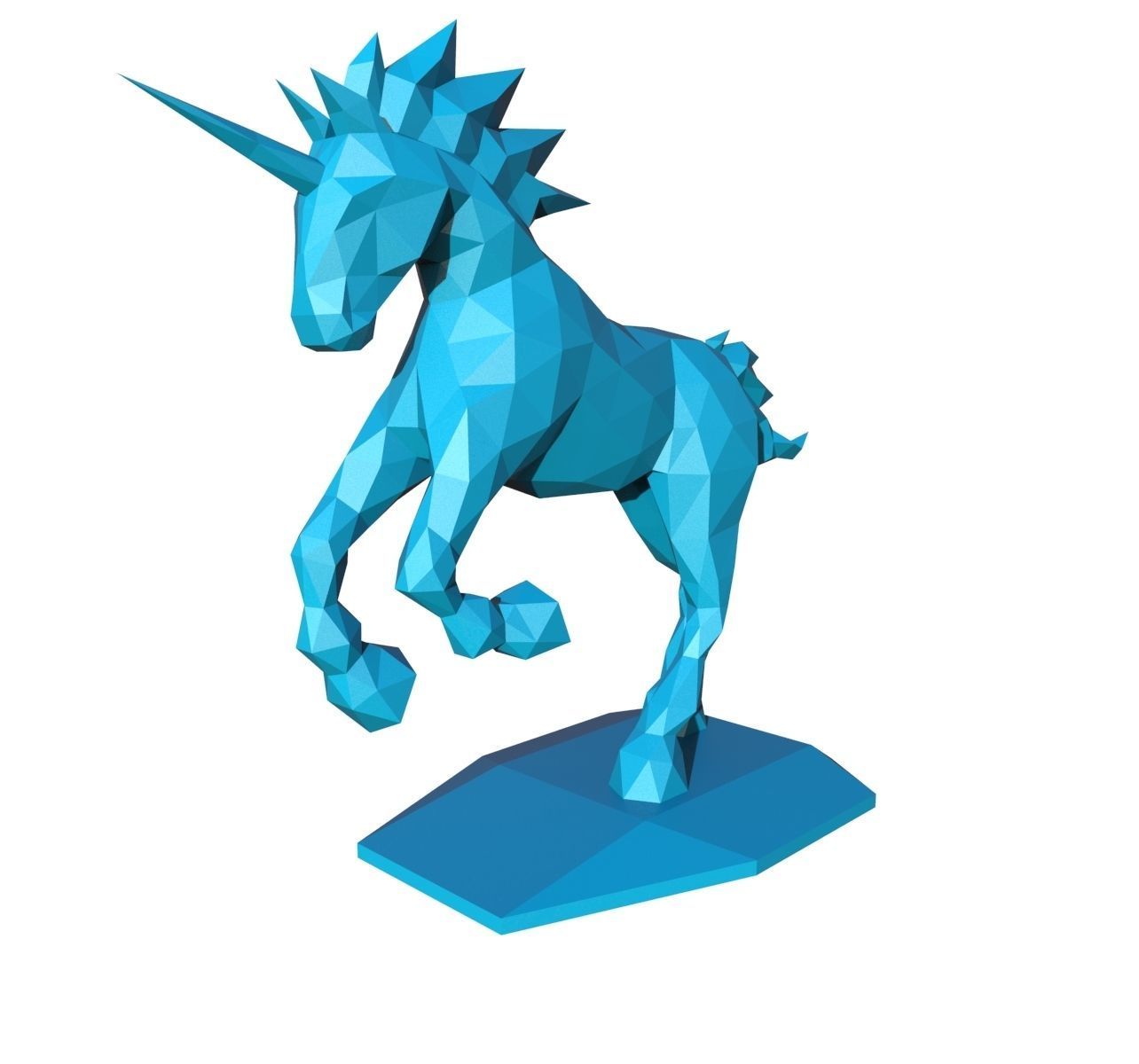 unicorn low poly pepakura 3D print model_5