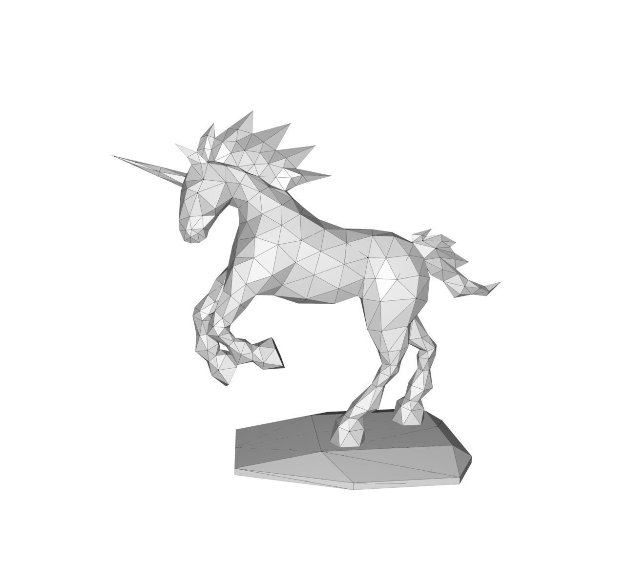 unicorn low poly pepakura 3D print model_15