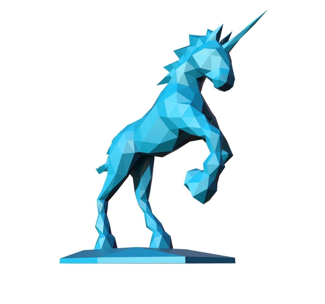 unicorn low poly pepakura 3D print model_6