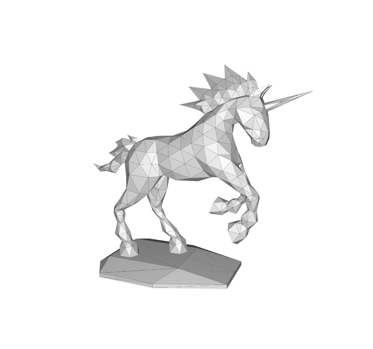 unicorn low poly pepakura 3D print model_16